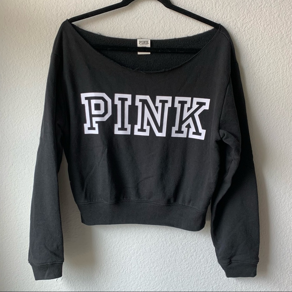 Black PINK Off the Shoulder Sweatshirt